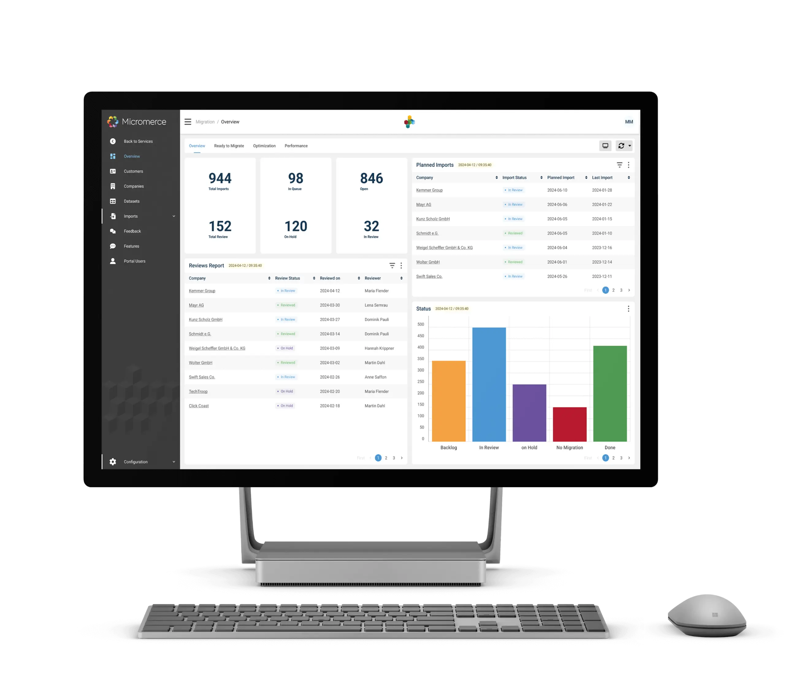 Data Migration Plattform Dashboard